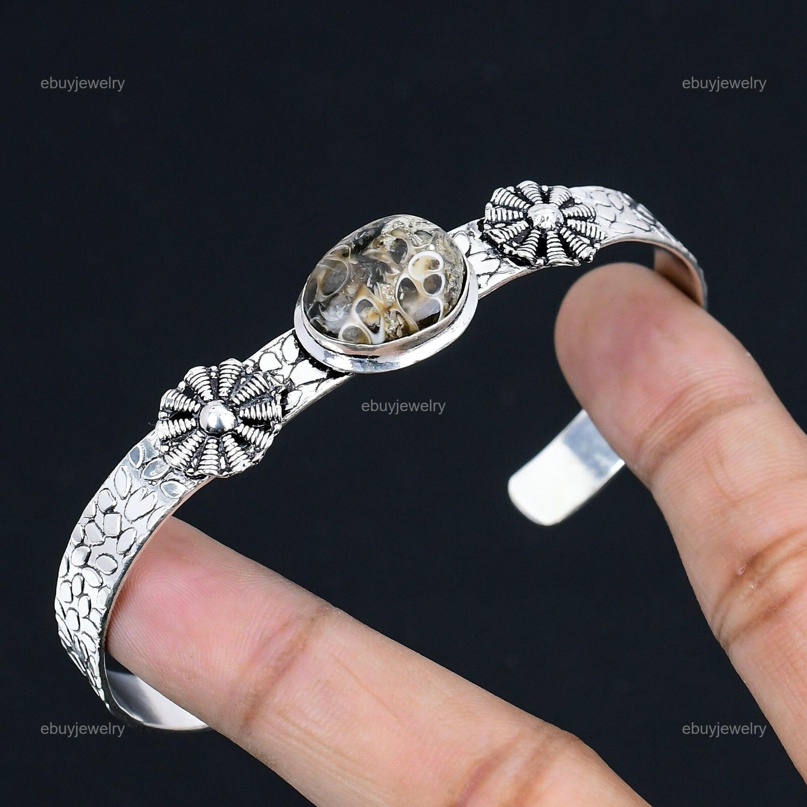 Bracelet Ajustable En Agate Turitelle Plaqué Argent 925 - Neuf Sans Emballage - Bijou Mode