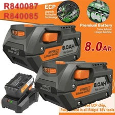 18 Volt Battery/Charger For Ridgid 18V R840087 Hyper Lithium R840085 Power Tool