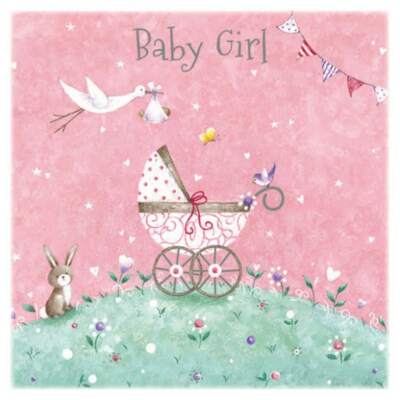 Glückwunschkarte zum Baby Mädchen mit Umschlag