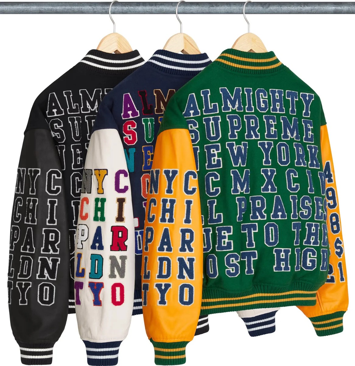 Supreme Praises Varsity Jacket Black Navy Green 3colors SS25