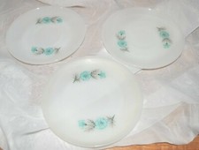 Lot of 3 Fire King Bonnie Blue Carnation Saucers 5 3/4" Very Nice Condition 