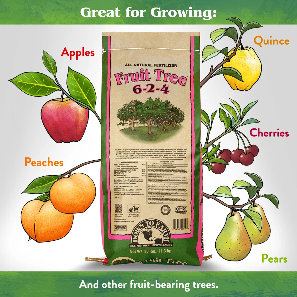 Mezcla de fertilizante natural Down To Earth Organic Frutal Tree 6-2-4, 25 libras Foto 2 de 4