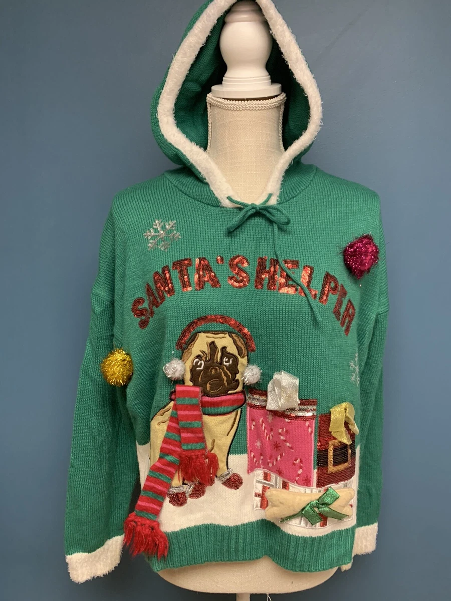 Ugly Cute Christmas Sweater Sparkle Holiday Time Large hoodie