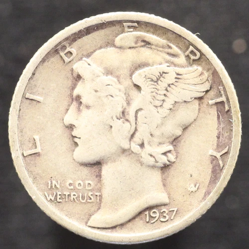 1937 P Mercury Dime - VF - FREE SHIPPING (US806)