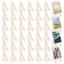 Mini Wood Easel 6 Inches Wooden Tripod Holder Stand for Painting Cards 40 Pack