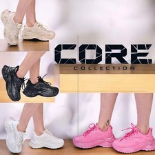 Women's Trainers Platform Chunky Fashion Sneakers Walking Lace-Up Workout Shoes
