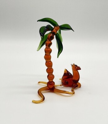 Lauscha Bimini Glasfigur Palme Kamel Figur Glas Glaskunst Tierfigur