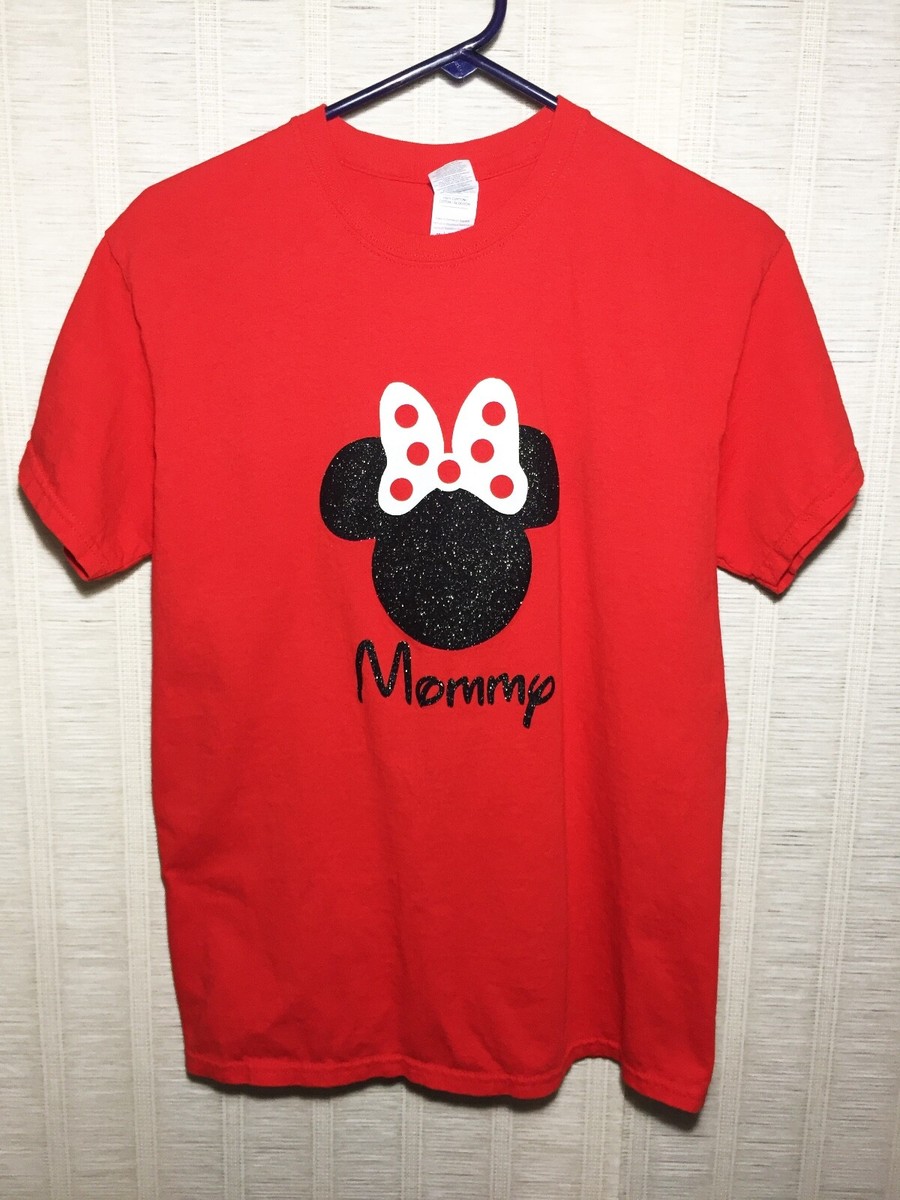 Disney MINNIE MOUSE MOMMY Red T-Shirt with Glitter Icon Size
