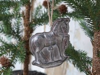 Chic Antique Pferd Schaukelpferd Silber Antik Weihnachten Shabby AnhäNger Deko