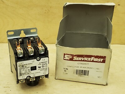 Service First CTR02577 Contactor 40 Amp 3-Pole w/ 24 VAC Coil - NEW in Box