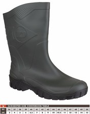 Unisex Dunlop Half Height Wide Leg Wellies Green with Black Sole sizes 4 to 12