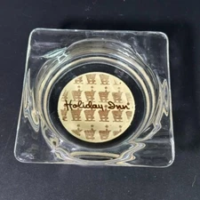 Vintage HOLIDAY INN Hotel Ashtray Square Clear Glass Collectors