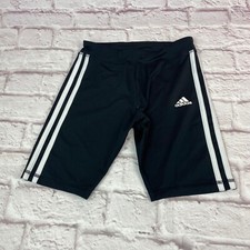 Adidas Athletic Shorts Kids Girls Black 3 Stripes Mid Rise Size Large 14