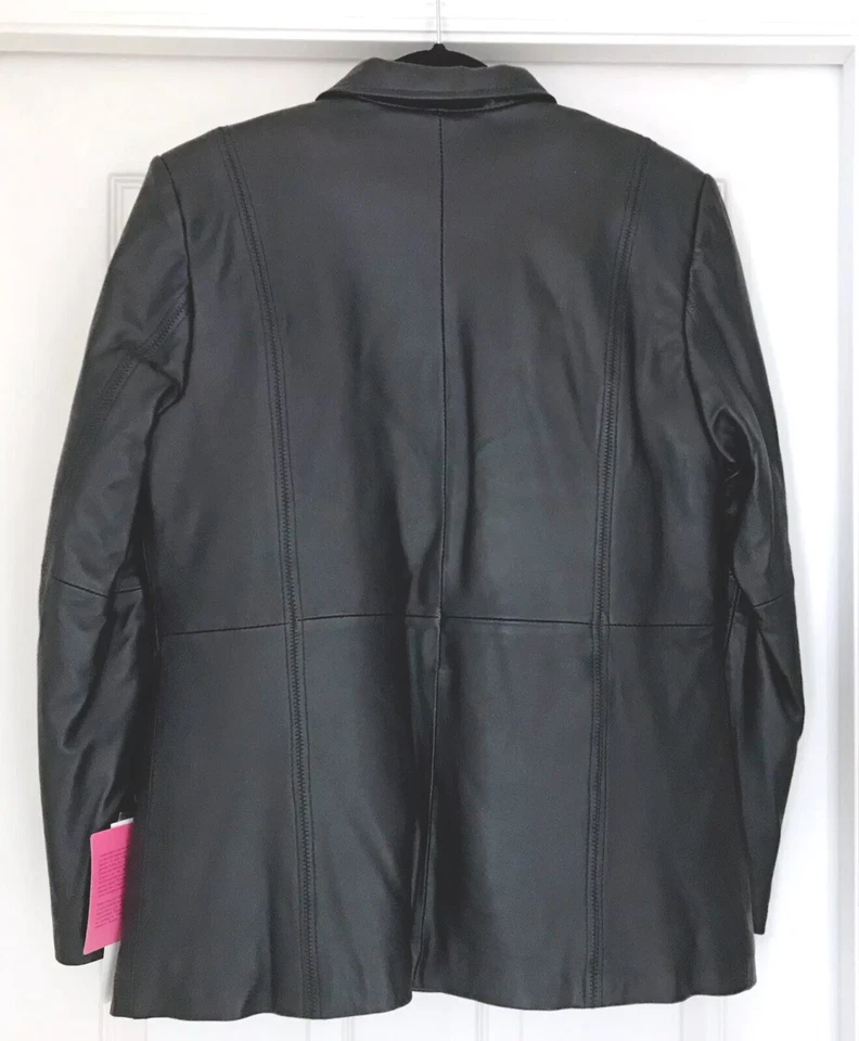 New With Tags Excelled Black Leather Fall/ Winter Coat Quilted Zipout Lining - L - Image 2 of 4