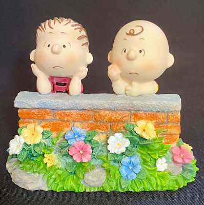 Westland Peanuts Charlie Brown & Linus Brick Wall Figurine #8214 NIB!