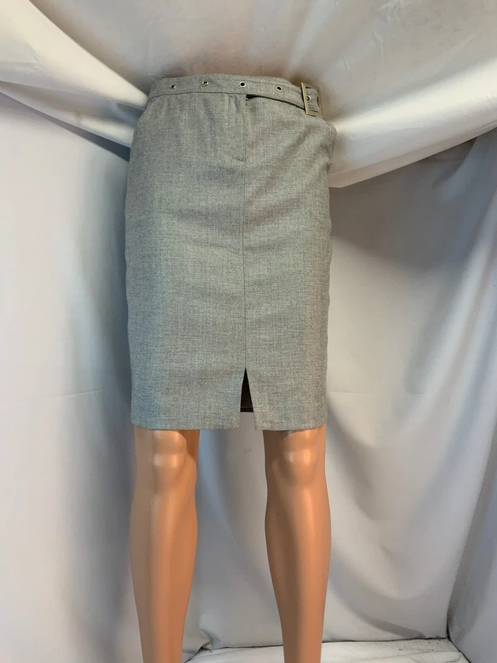 Falda St. John Talla 2 Gris Forrada de Lana Hecha en EE. UU. Cinturón Incorporado 23” Largo YGI K1-207 Foto 2 de 4