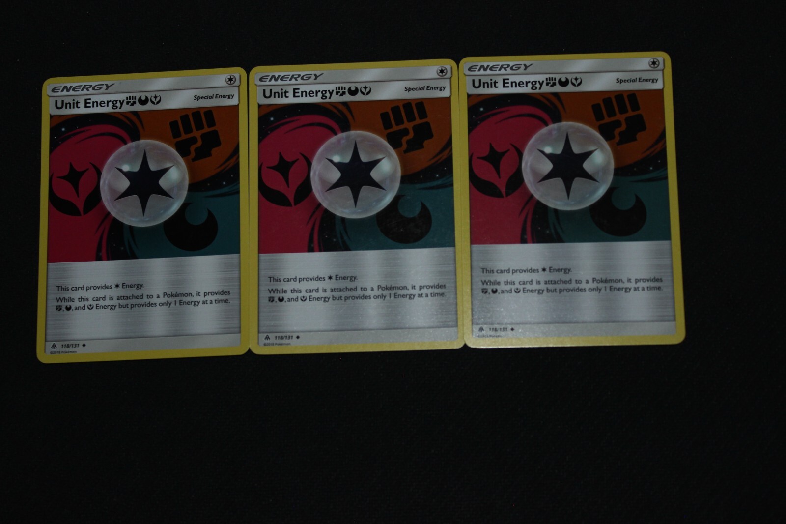 3x Pokemon Card Lot LP-PL Unit Energy FDY 118/131 Forbidden Light Set