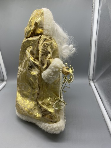 Santa Claus Tree Topper Table Decor 12 ” Gold White Robe Santa - Picture 4 of 8