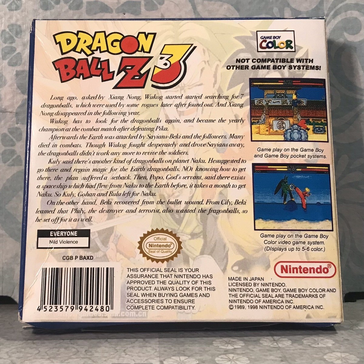 DRAGON BALL Z DENSETSU CHOSENCHI GAMEBOY GAME BOY COLOR B2 SIZE