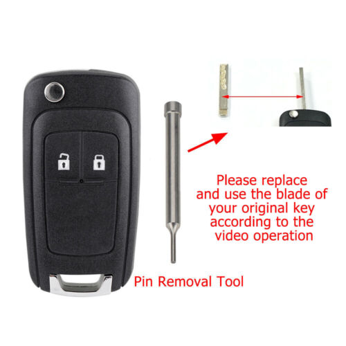Car Flip Key Fob Case Shell Replacement for Vauxhall Opel Mokka Meriva Karl Viva - Picture 3 of 12