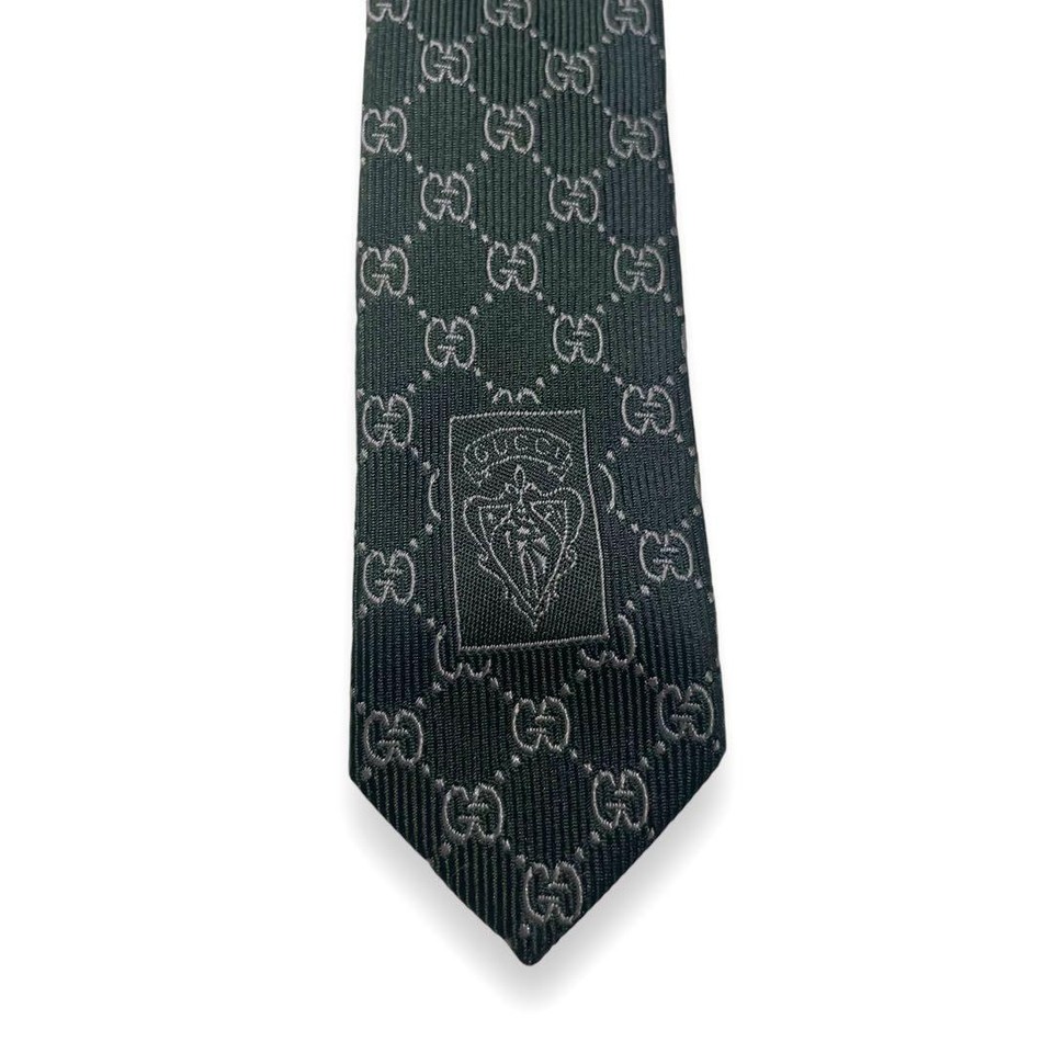GUCCI tie GG pattern green 100 silk good condition Authentic eBay