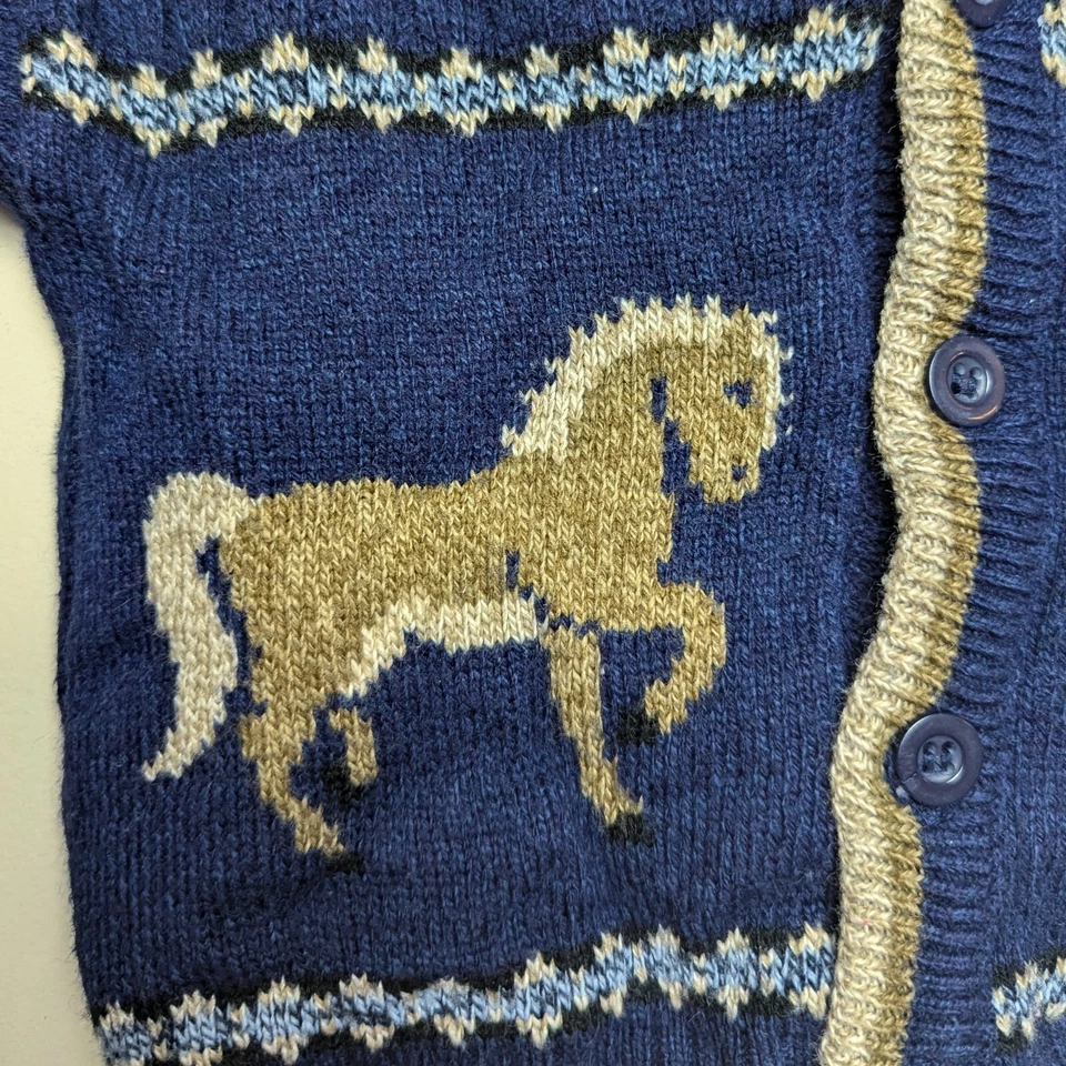 Cárdigan Suéter Tejido Vintage Años 90 TKS Basics Caballo 🐎 Niño Pequeño Talla 4T Foto 4 de 4