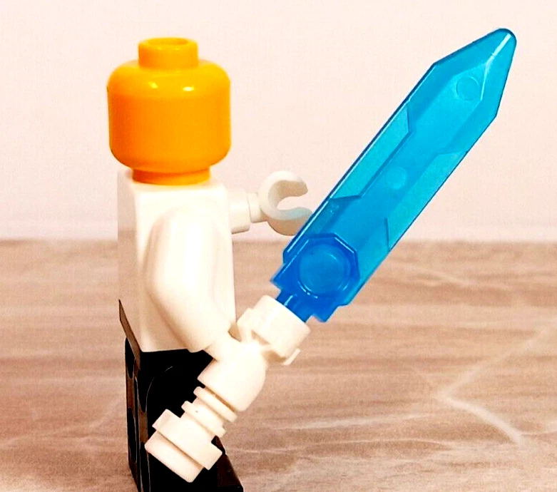 Lego Techno Blade with Handle GOLD Ninjago Staff Weapon Light Blue