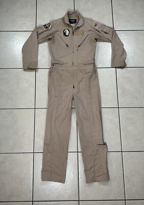 Gibson Barnes Khaki Coveralls Nomex IIIA Flight Suit Sz 40 T