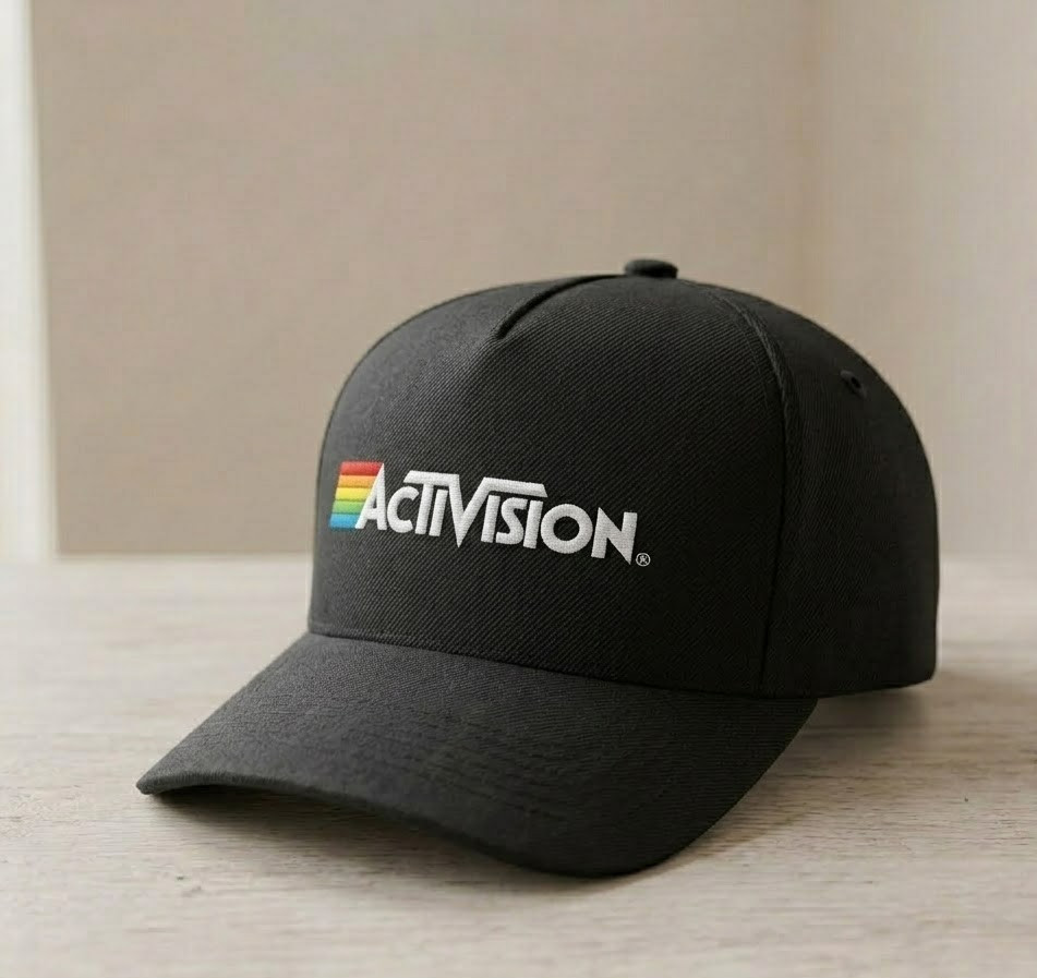 Activision Logo Black Hat 2D Embroidered Retro Gaming Adjustable Cap