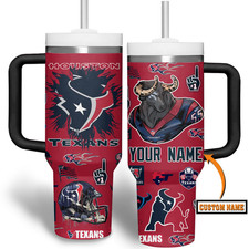 Custom Red Navy Football Fan Insulated Tumbler With Handle 20oz 30oz 40oz