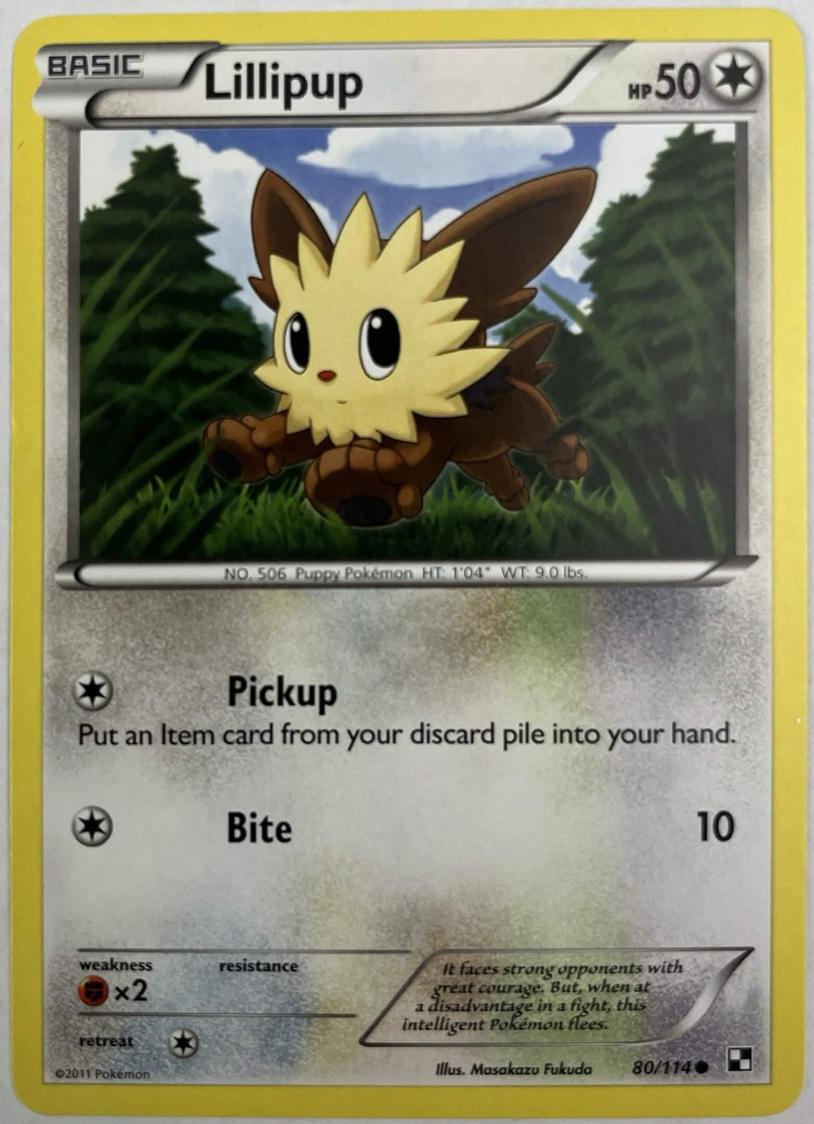 Lillipup 80/114 Common Black & White Pokemon Lightly Played