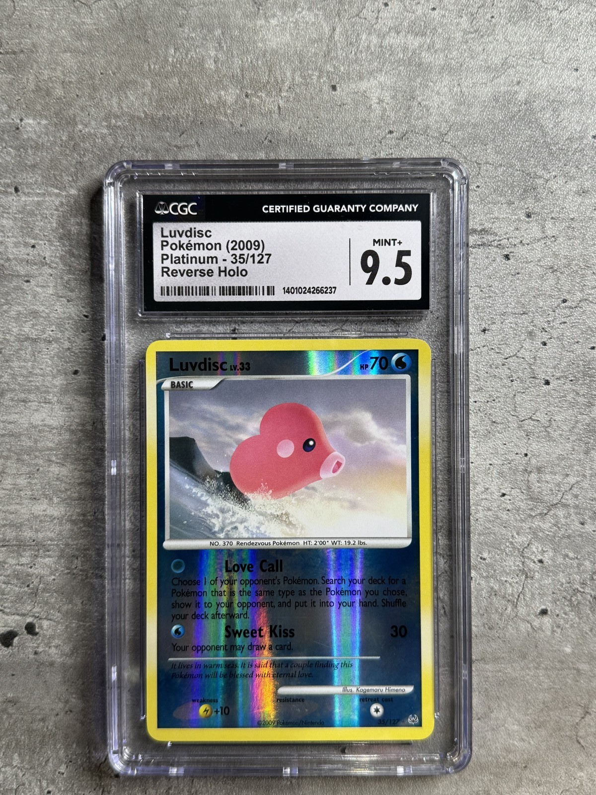 Pokemon Card Luvdisc Rev Holo CGC 9.5 Mint+, Platinum 35/127, 2009 (1)