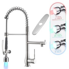 Kitchen Faucet with LED Single Handle Kitchen Sink Faucet with Pull Down Spra...