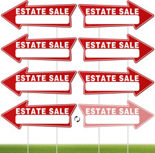 7 PC Estate Sale Signs, 17" X 6", Estate Sale Signs with Stakes Double Sided, La