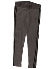 ADIDAS Womens Leggings UK 12/14 Medium Grey Cotton DM01