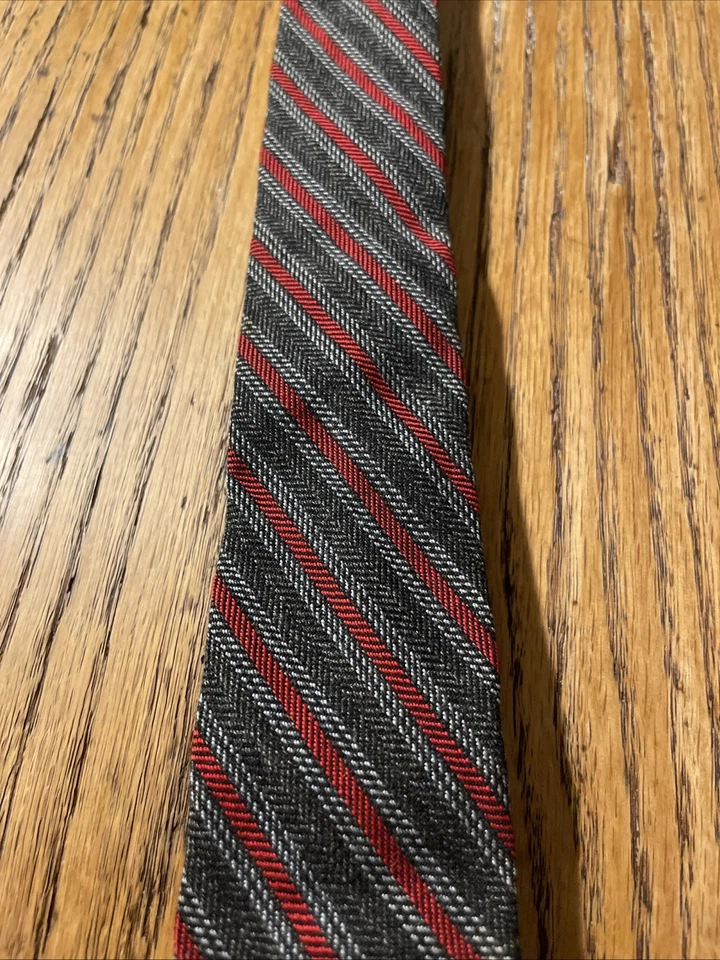 Corbata oscilante de extremo cuadrado ajustada Haband’s Ty Tweed vintage años 50 rayas Rockabilly Foto 3 de 4