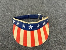 Vintage Patriotic American Flag Style Red White And Blue Visor
