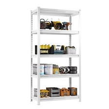5-Tier Heavy Duty Steel Freestanding Adjustable Storage Rack in White (31.5 in.