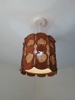 Mid Century Hessian and Wood Lampshade