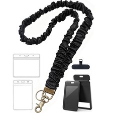 Scrunchie Lanyard with ID Holder for ID Badges - Cute Stretchy Lanyards for T...