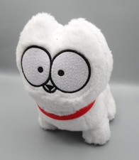 Simons Katze wei&szlig; Zeichentrickfigur weiches Pl&uuml;schtier Simons rotes Halsband 7 Zoll