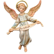 Vintage Poly Resin Angel Gloria Banner for Nativity Figure 4.5” Italy #120/9
