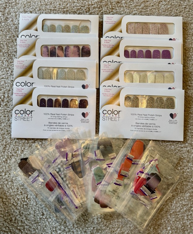 8 New Color Street Nail Polish Strips Lot Multicolor Packs w/resealed leftovers 