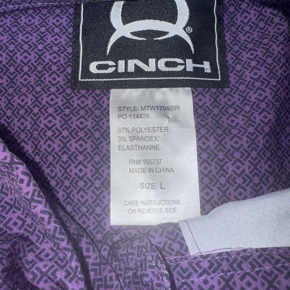 Camisa Cinch Para Hombres L Púrpura Arena Flex Geométrica Con Botones Vaquero Occidental Foto 3 de 4