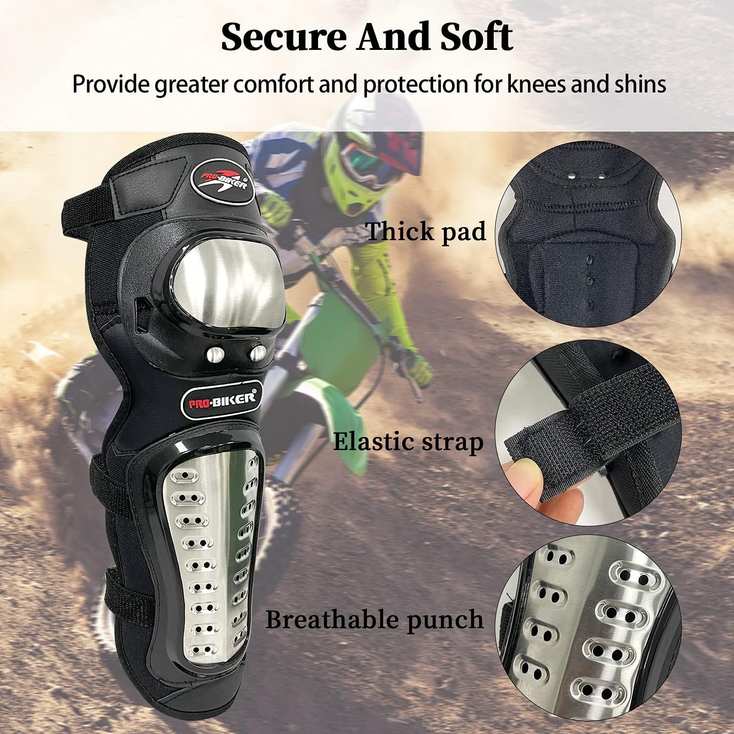 Knee Pads Elbow Pads Stainless Steel Motorcycle Elbow Knee Shin Guards Protec...