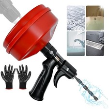 Drain Auger 25 Ft Flexible Plumbing Snake Use Manually or Powered with Gloves