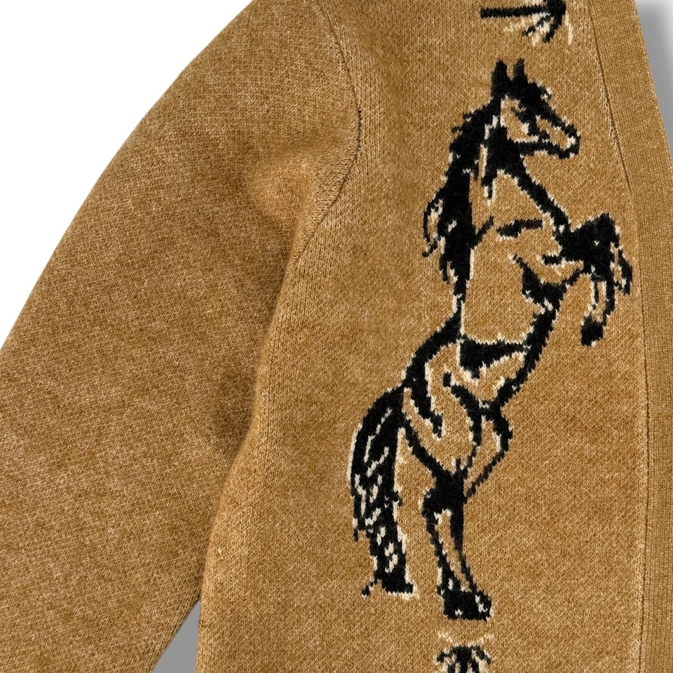 Reba Equestrian Horse Knit Cardigan Sweater Women’s Sz XL Tan Western Ranchwear - Image 2 of 4