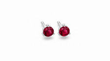 Petite 1/2 ct Sterling Silver Round Lab-Created Ruby 4 Prong Studs