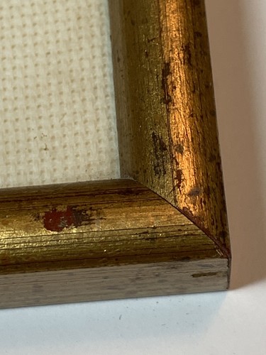 Simbolo centrale farfalla floreale punto croce completo cornice legno oro 5,5x5,75" - Foto 7 di 14