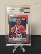 1986 Fleer Alex English Authentic Auto Jersey Fusion GU Patch #30 BGS 10 Auto